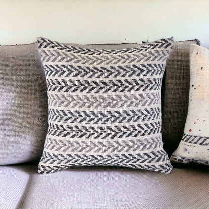 Set of Two 18" X 18" Gray Beach Chevron Cotton Zippered Pillow