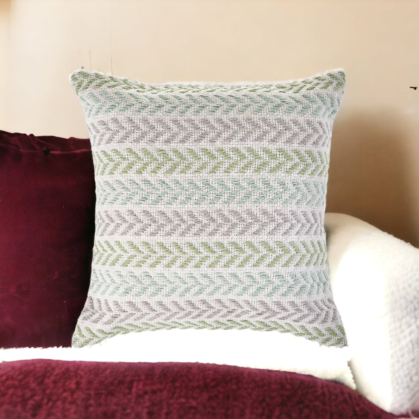 Set of Two 18" X 18" Gray Beach Chevron Cotton Zippered Pillow