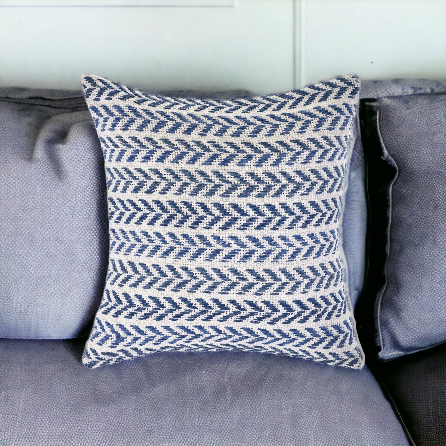 Set of Two 18" X 18" Gray Beach Chevron Cotton Zippered Pillow