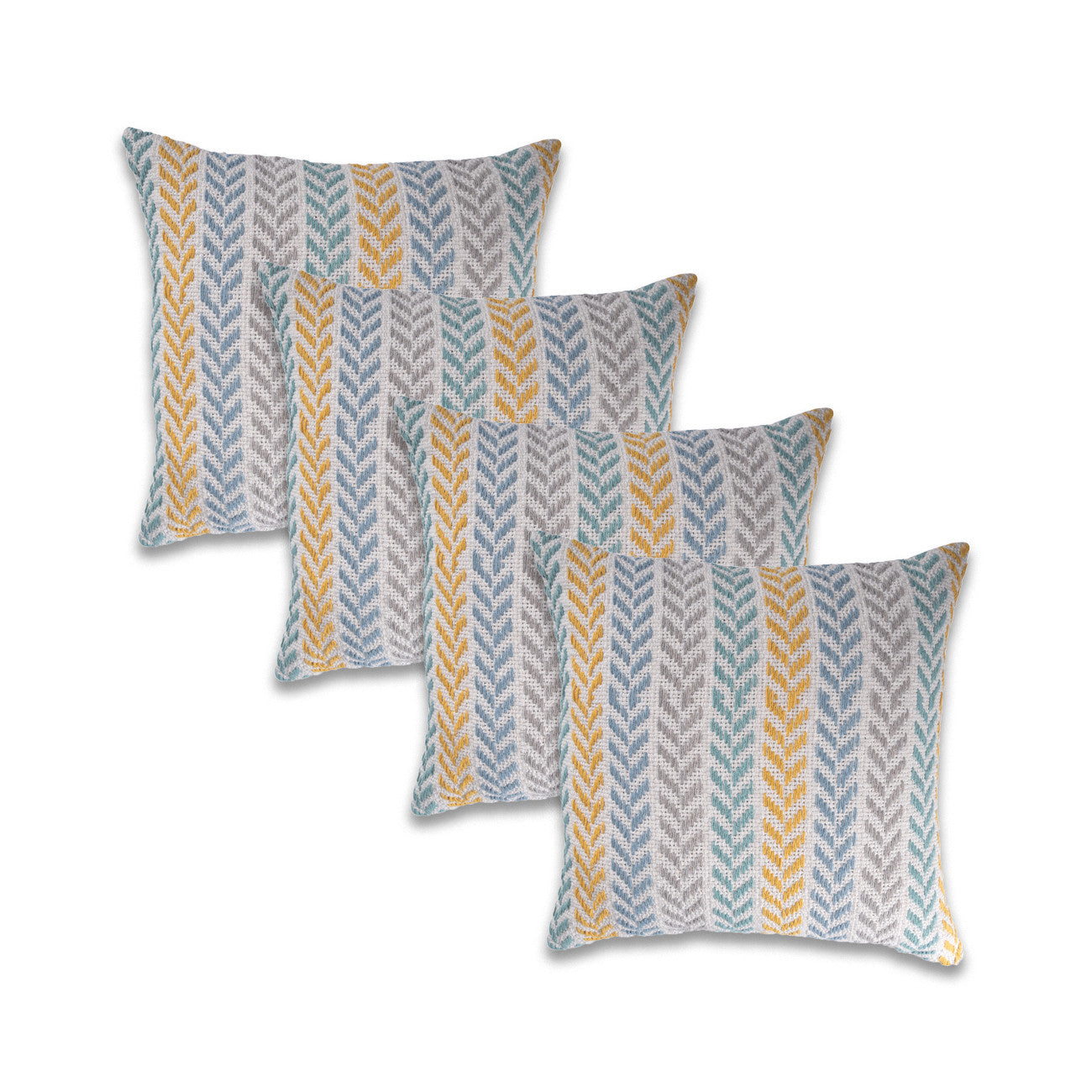 Set of Four 18" X 18" Gray Beach Chevron Cotton Zippered Pillow