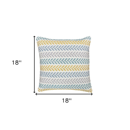 Set of Four 18" X 18" Gray Beach Chevron Cotton Zippered Pillow