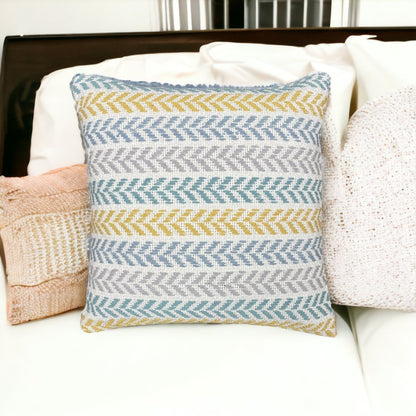 Set of Four 18" X 18" Gray Beach Chevron Cotton Zippered Pillow