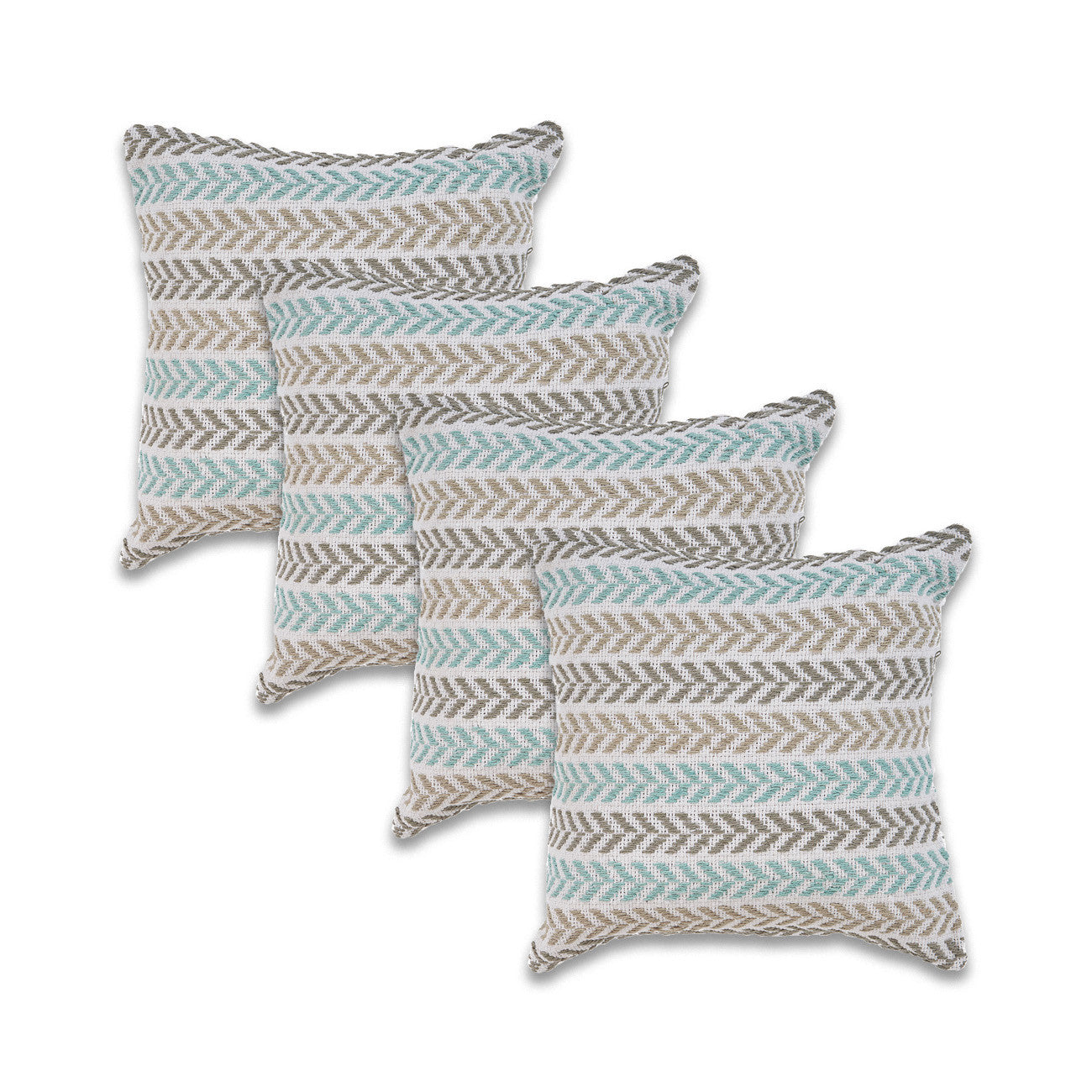 Set of Four 18" X 18" Gray Beach Chevron Cotton Zippered Pillow