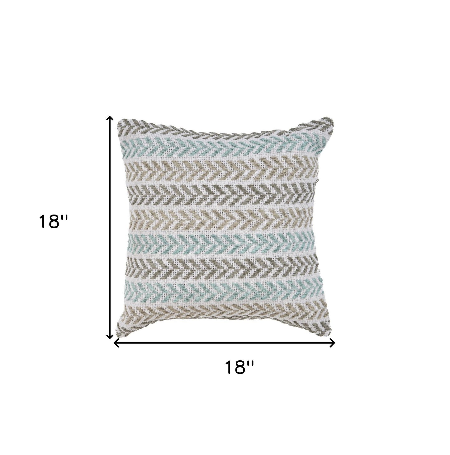 Set of Four 18" X 18" Gray Beach Chevron Cotton Zippered Pillow