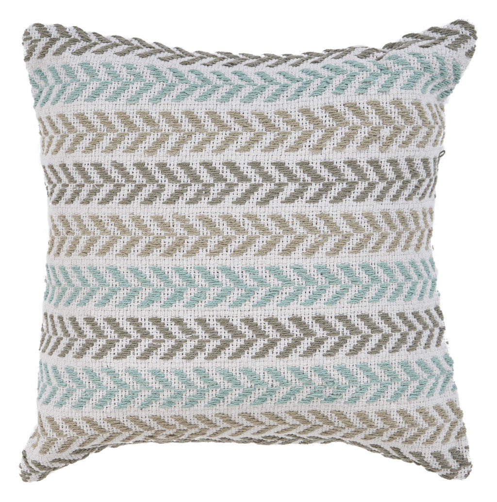 Set of Four 18" X 18" Gray Beach Chevron Cotton Zippered Pillow