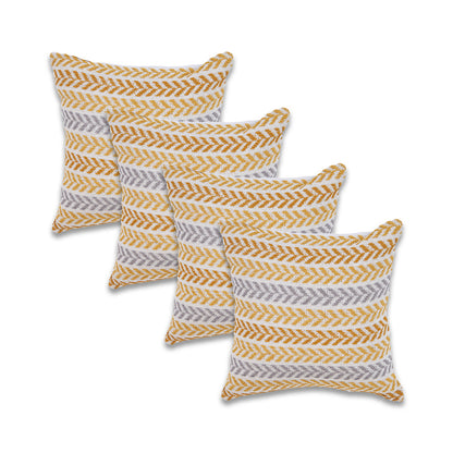 Set of Four 18" X 18" Gray Beach Chevron Cotton Zippered Pillow