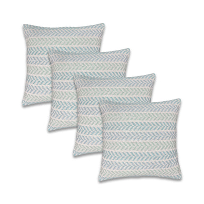 Set of Four 18" X 18" Gray Beach Chevron Cotton Zippered Pillow