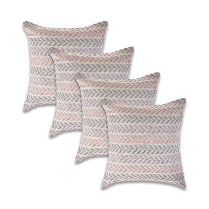 Set of Four 18" X 18" Gray Beach Chevron Cotton Zippered Pillow