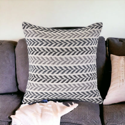 Set of Four 18" X 18" Gray Beach Chevron Cotton Zippered Pillow