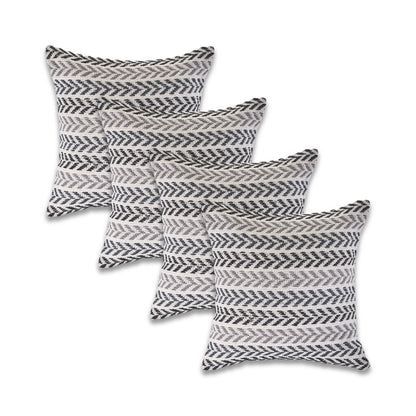 Set of Four 18" X 18" Gray Beach Chevron Cotton Zippered Pillow