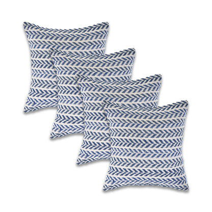 Set of Four 18" X 18" Gray Beach Chevron Cotton Zippered Pillow