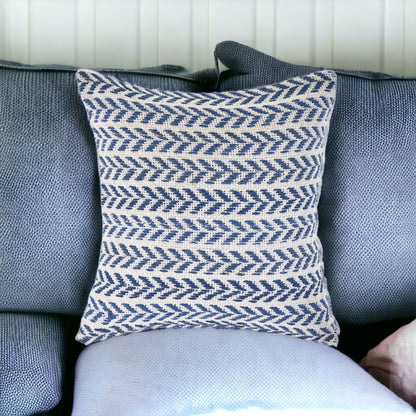 Set of Four 18" X 18" Gray Beach Chevron Cotton Zippered Pillow