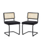 Set of Two Black Upholstered Velvet Dining Side Chairs