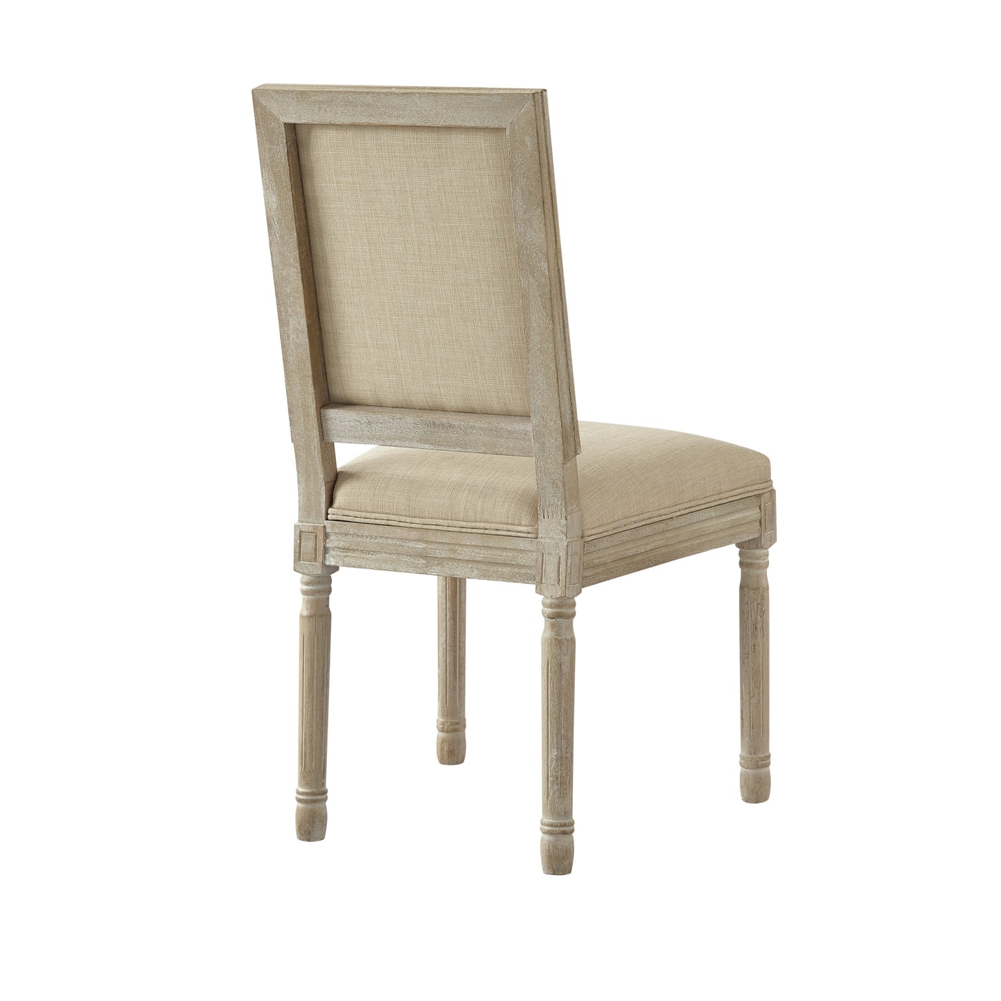 Set of Two Beige and Brown Upholstered Linen Dining Side Chairs