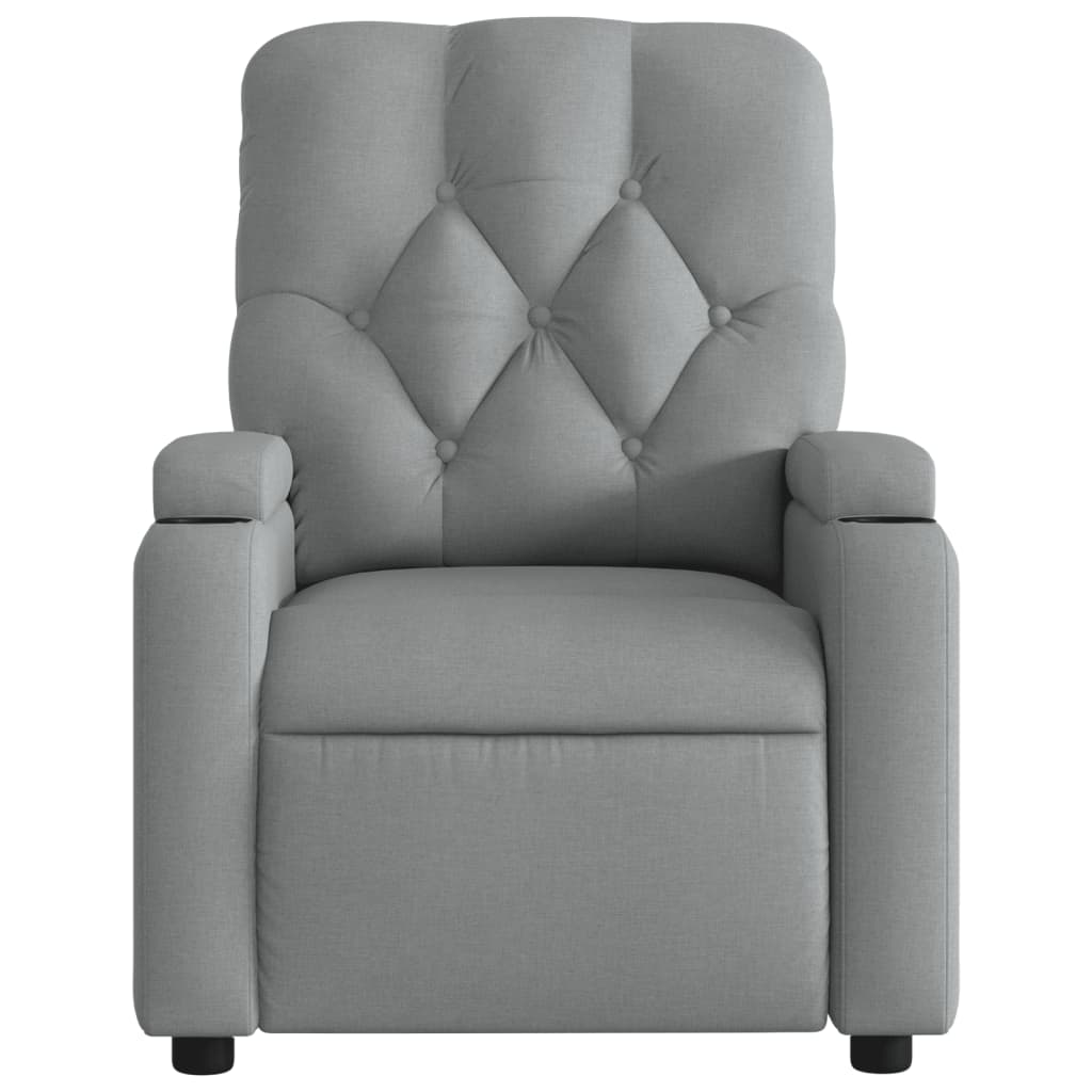 Electric Massage Recliner Chair Light Gray Fabric