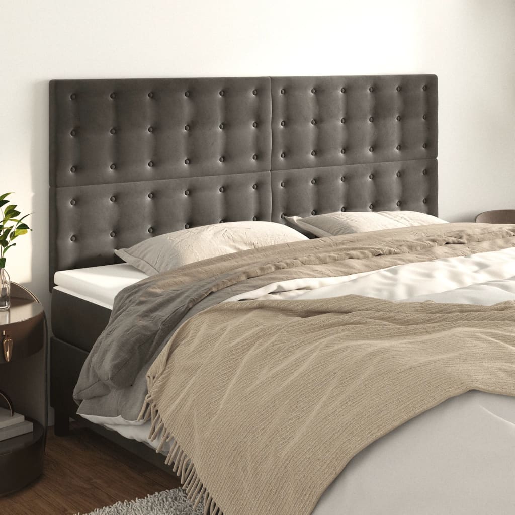 Headboards 4 pcs Dark Gray 31.5"x2"x30.7"/34.6" Velvet