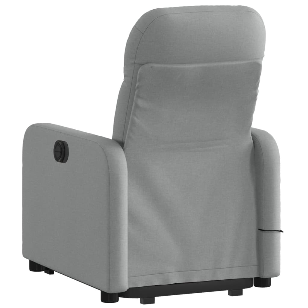 Electric Stand up Massage Recliner Chair Light Gray Fabric