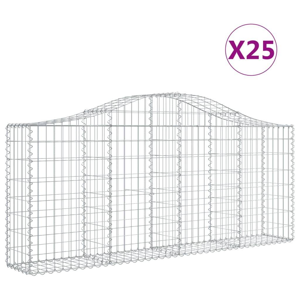 Arched Gabion Baskets 25 pcs 78.7"x11.8"x31.5"/39.4" Galvanized Iron