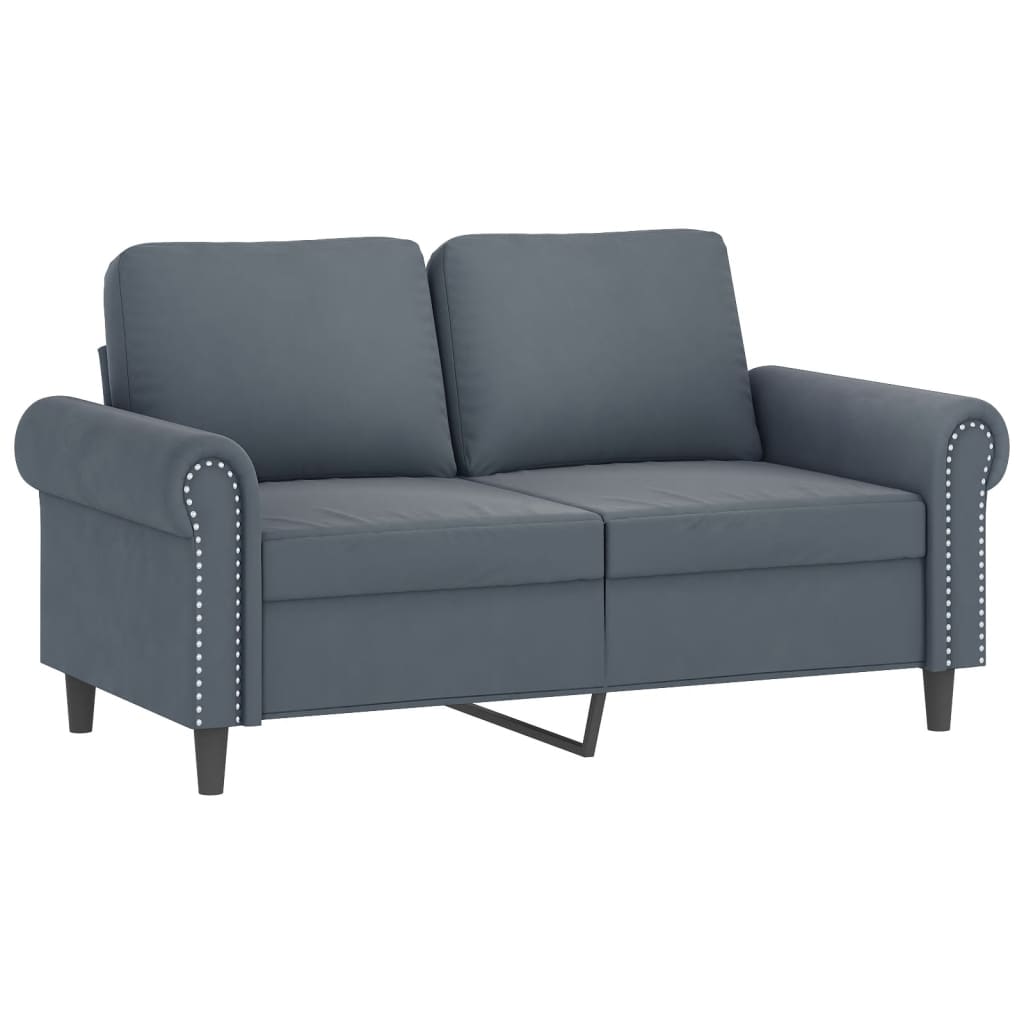 2 Piece Sofa Set with Cushions Dark Gray Velvet