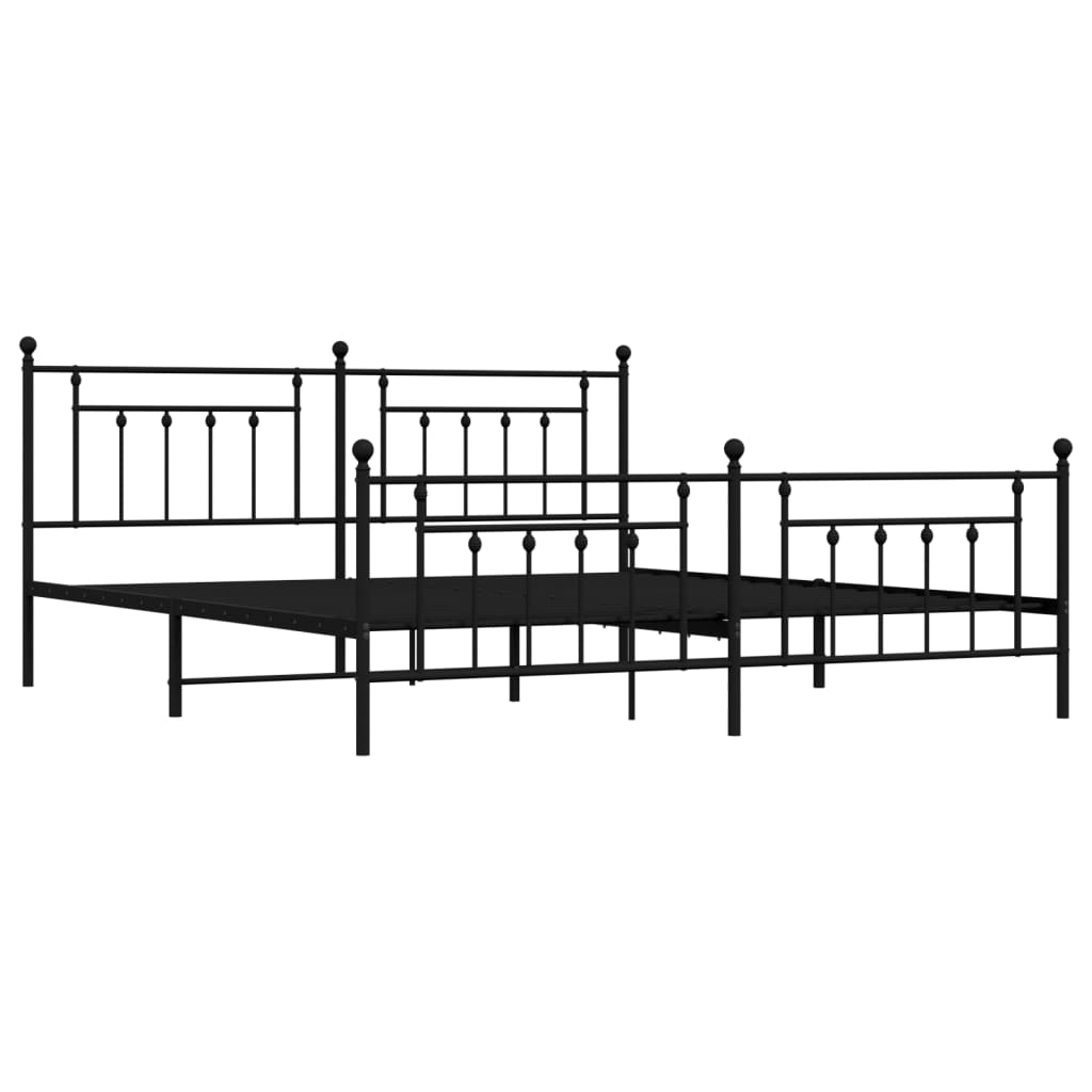 Metal Bed Frame without Mattress with Footboard Black 76"x79.9"