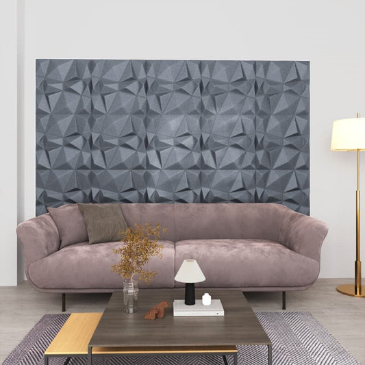 3D Wall Panels 12 pcs 19.7"x19.7" Diamond Gray 32.3 ft²