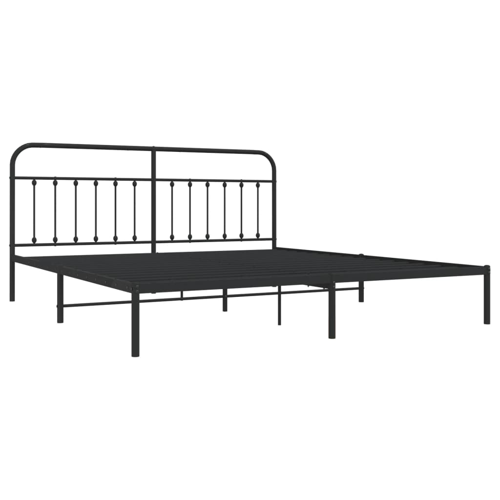 Metal Bed Frame without Mattress with Headboard Black 76"x79.9"