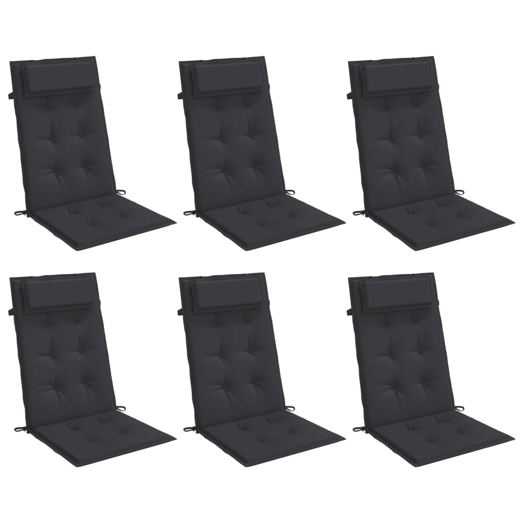 Highback Chair Cushions 6 pcs Black Oxford Fabric