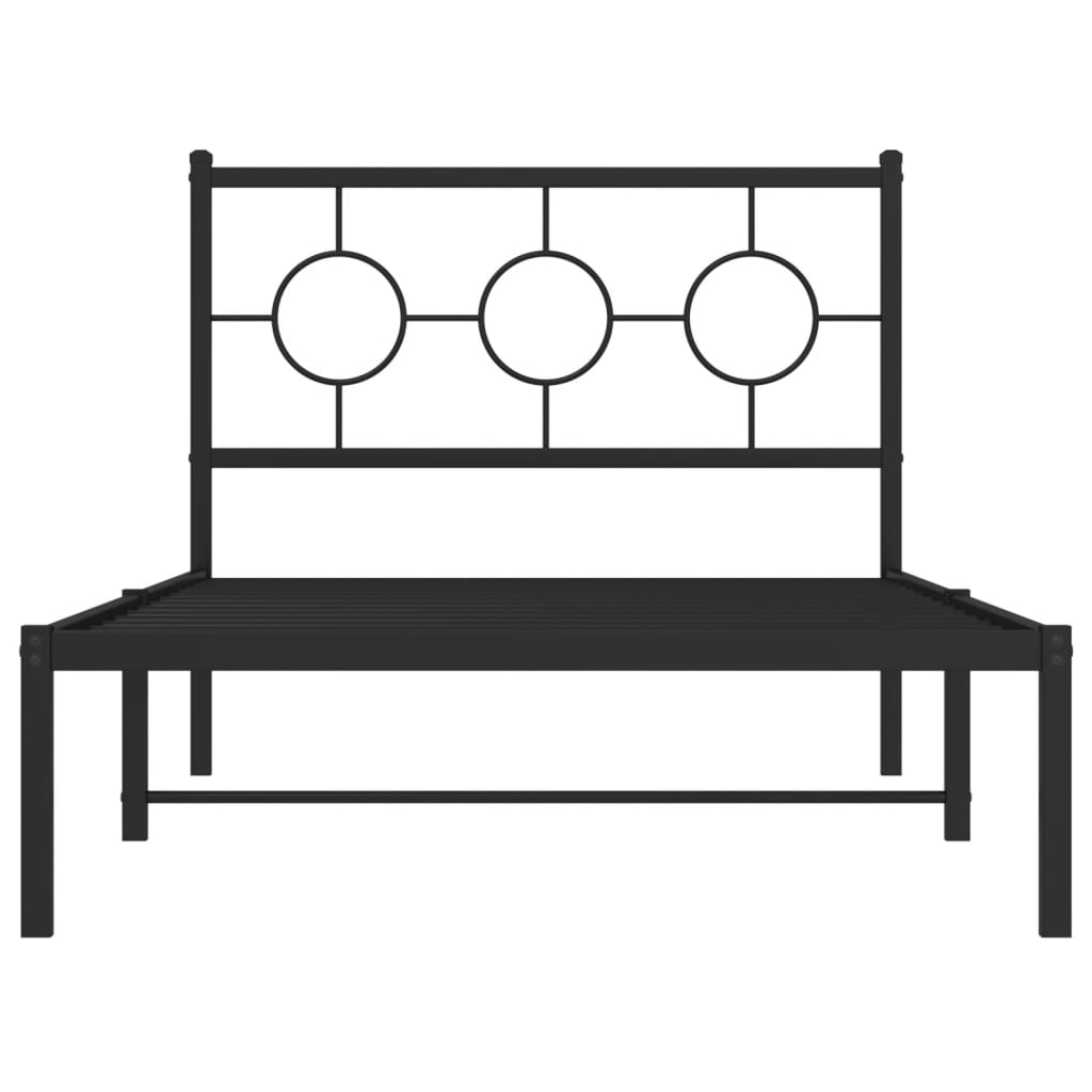 Metal Bed Frame without Mattress with Headboard Black 39.4"x78.7"