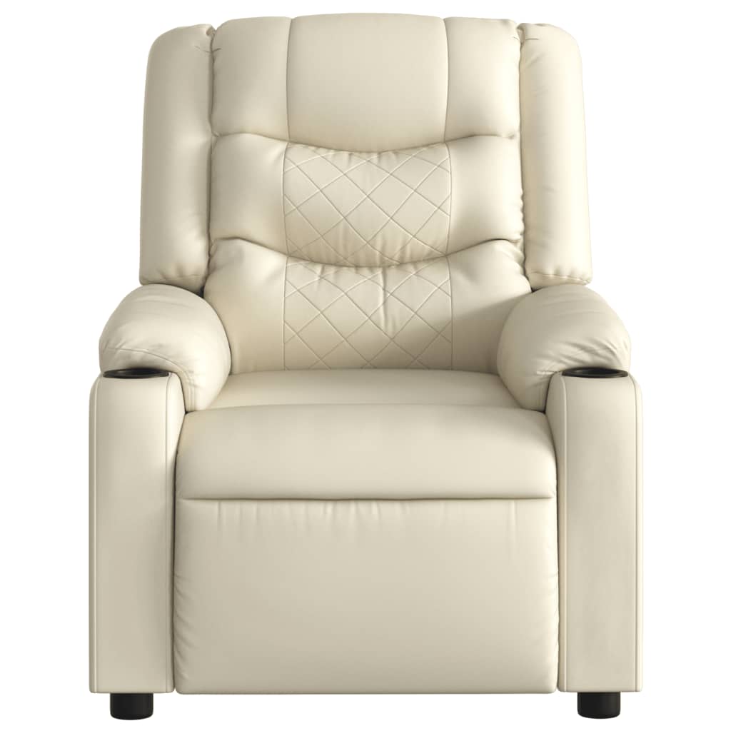 Electric Massage Recliner Chair Cream Faux Leather