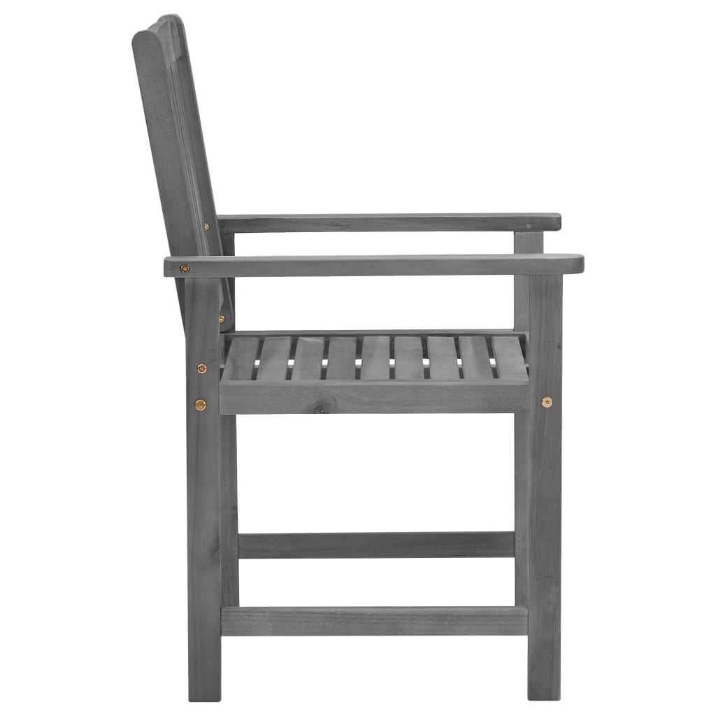 Patio Chairs with Cushions 2 pcs Gray Solid Acacia Wood