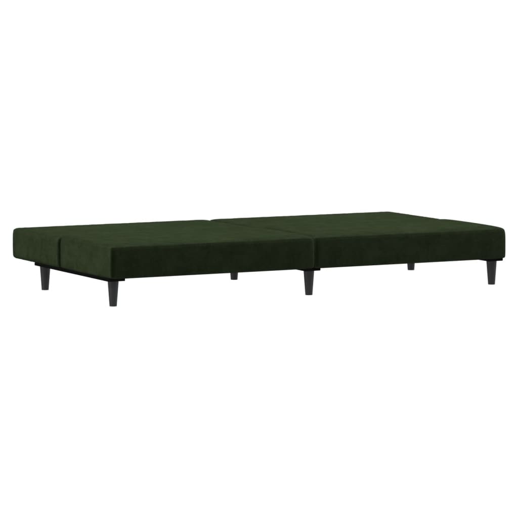 2-Seater Sofa Bed Dark Green Velvet