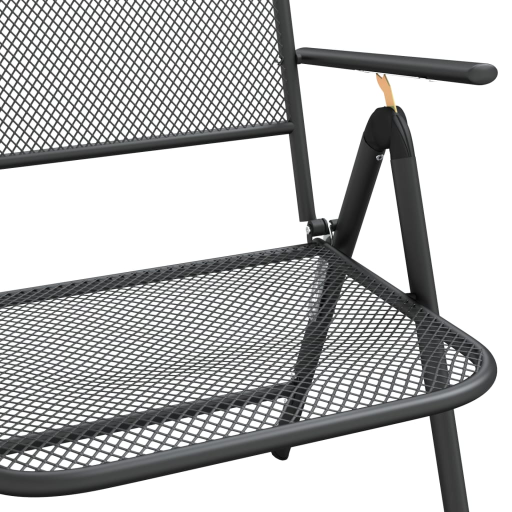 Folding Patio Chairs 4 pcs Expanded Metal Mesh Anthracite