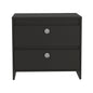 22" Black Two Drawer Faux Wood Nightstand