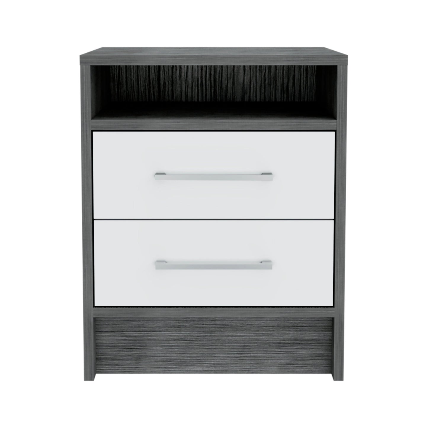 20" Gray Two Drawer Faux Wood Nightstand