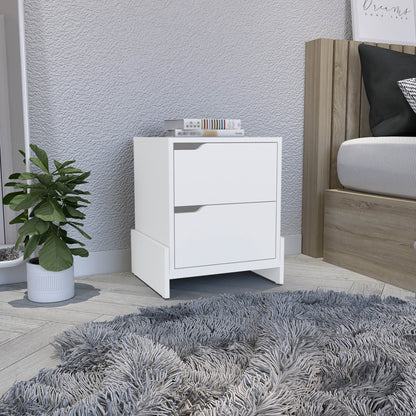 20" White Two Drawer Faux Wood Nightstand