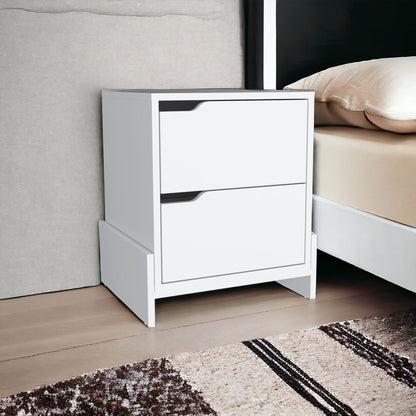 20" White Two Drawer Faux Wood Nightstand