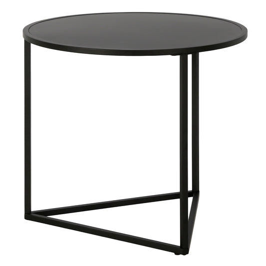 22" Black Steel Round End Table