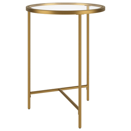 24" Gold And Clear Glass And Steel Round End Table