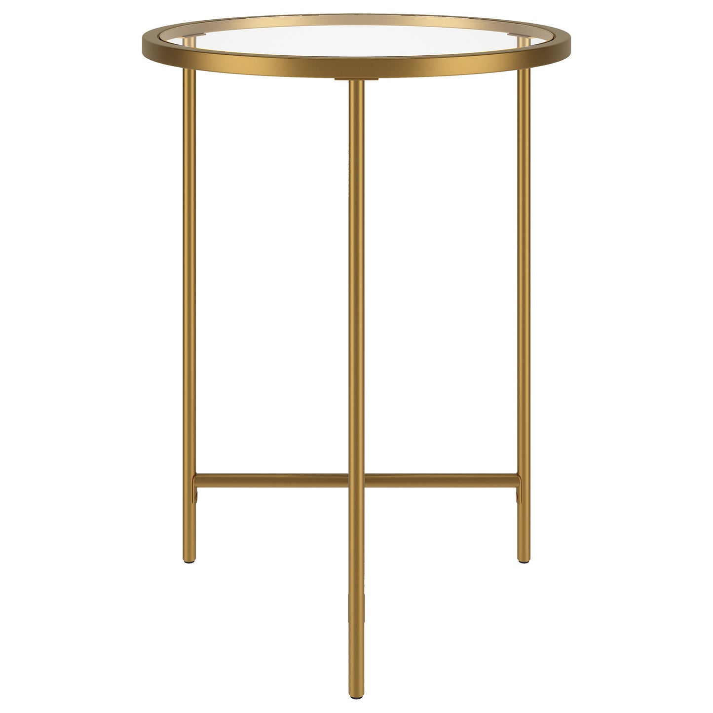 24" Gold And Clear Glass And Steel Round End Table