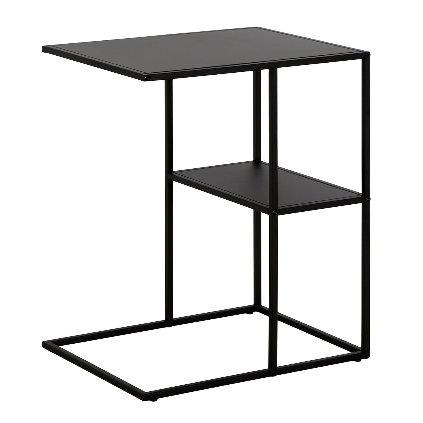 24" Black Steel End Table With Shelf