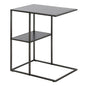 24" Gray Steel End Table With Shelf