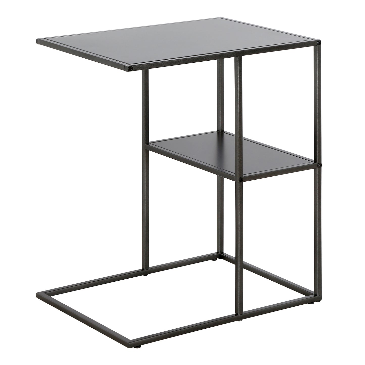 24" Gray Steel End Table With Shelf