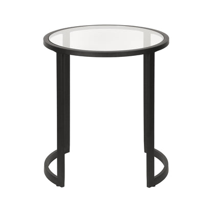 22" Black And Clear Glass And Steel Round End Table