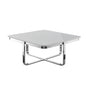 35" Light Gray And Silver Metallic Stainless Steel Square Coffee Table