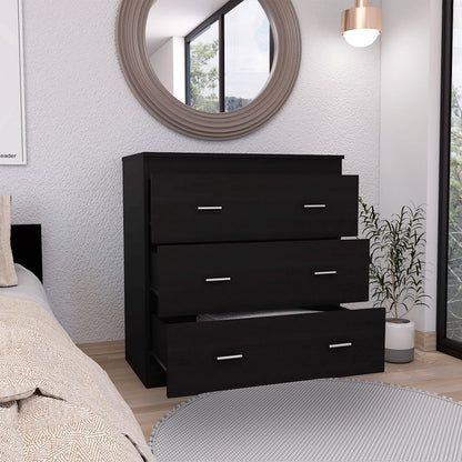 32" Black Three Drawer Dresser