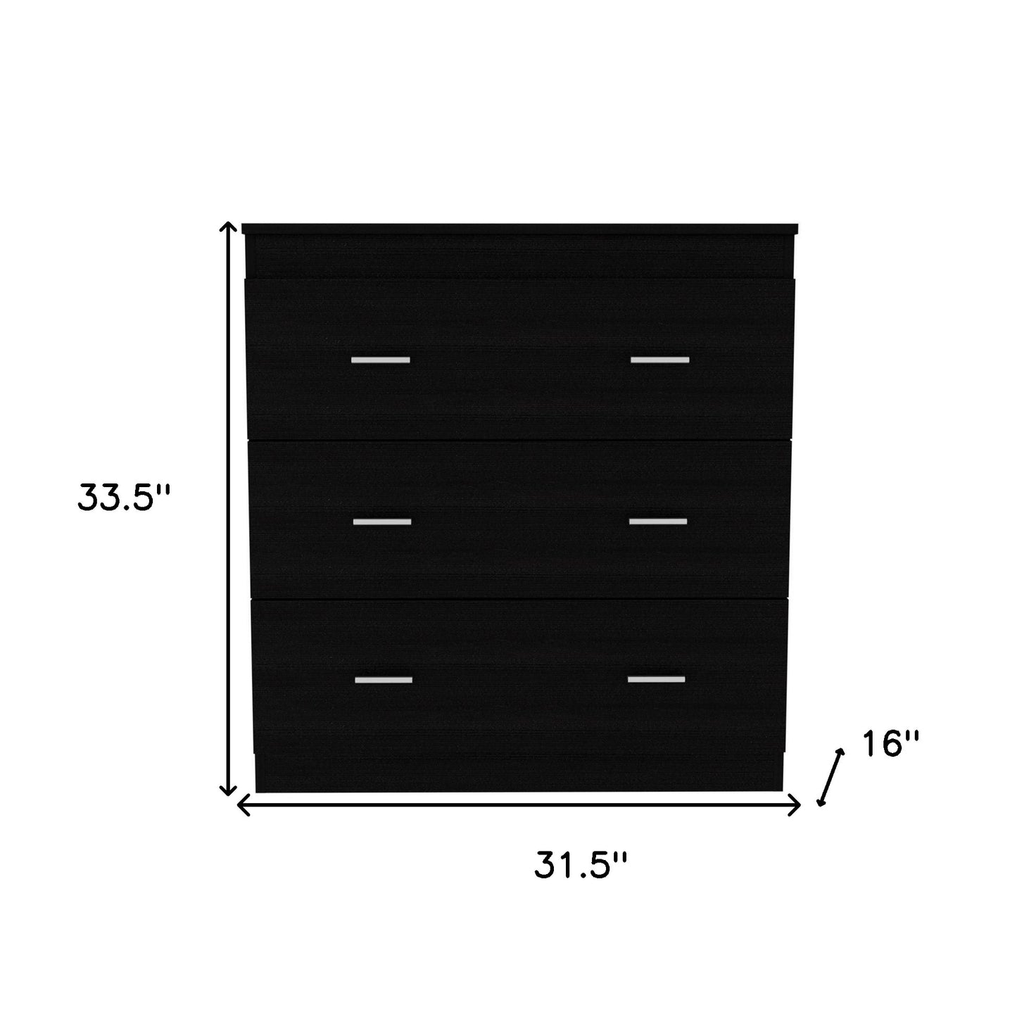 32" Black Three Drawer Dresser