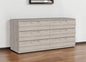 61" Light Gray Six Drawer Double Dresser