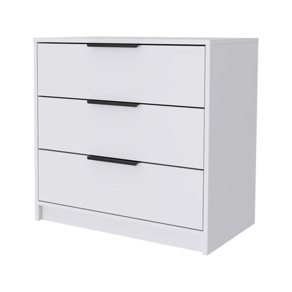 28" White Three Drawer Dresser