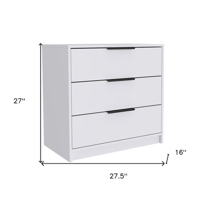 28" White Three Drawer Dresser