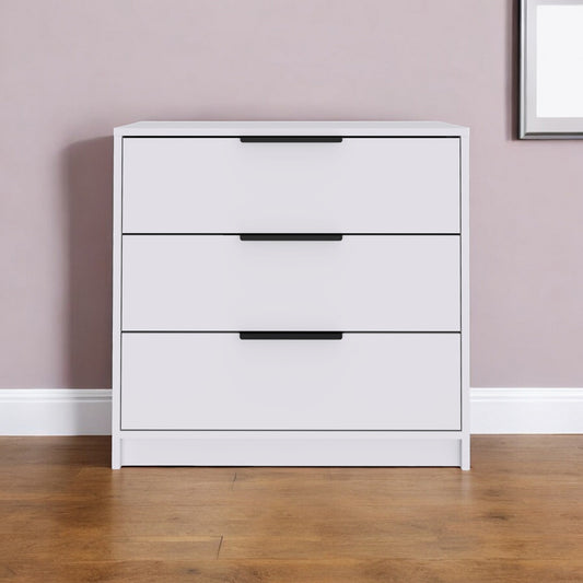 28" White Three Drawer Dresser